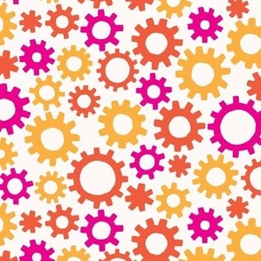 Gears in Yellow, Orange and Pink