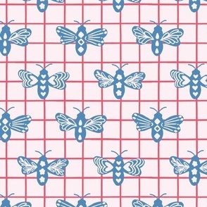 Bee Love Checks in Blue and Pink