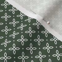 Sepal Square: Forest Green & White Geometric Floral
