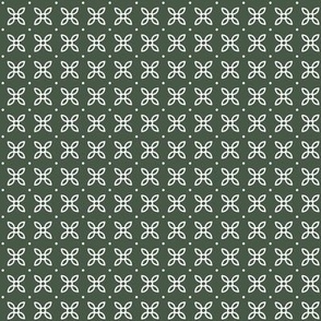 Sepal Square: Forest Green & White Geometric Floral