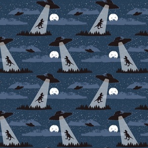 Alien Dino Abduction - Navy Blue - Small