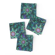 Teal Water Color Cutout Flowers
