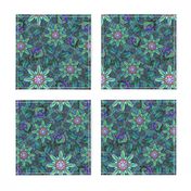 Teal Water Color Cutout Flowers