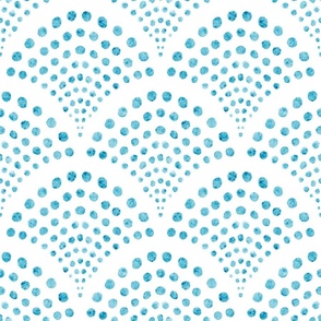 small scale abstract shell dots - caribbean scallop - coastal blue wallpaper
