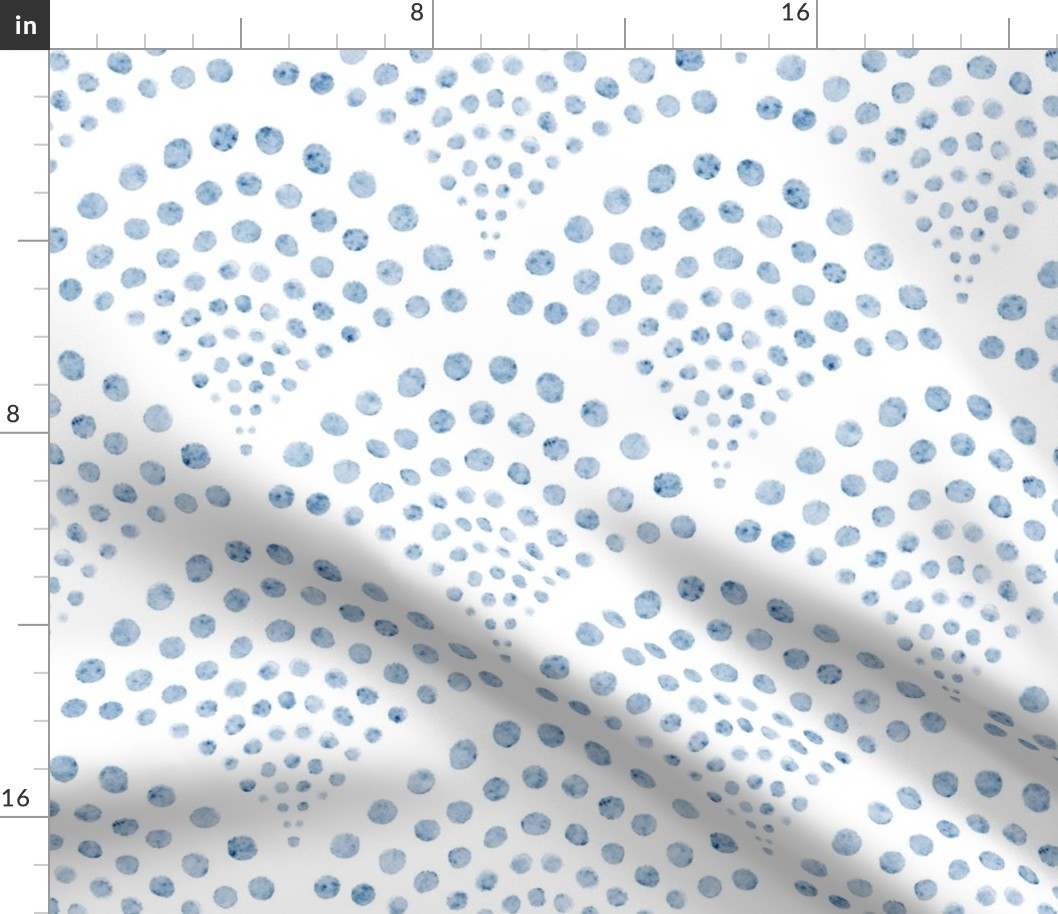 small scale abstract shell dots - fog scallop - coastal blue wallpaper