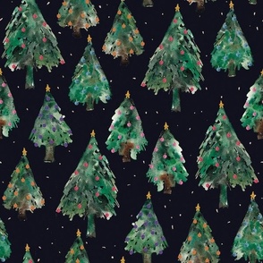 Christmas Trees Navy Medium