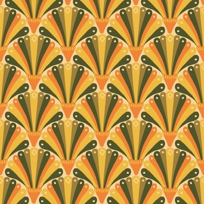 Art Deco Fans - Medium - Orange, Yellow