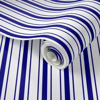 Classic Navy Blue Mattress Ticking Bed Stripe on White