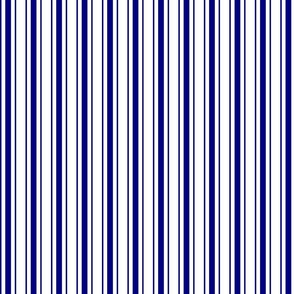 Classic Navy Blue Mattress Ticking Bed Stripe on White