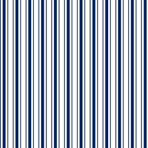 Royal Blue White Mattress Ticking Bed Stripe on White