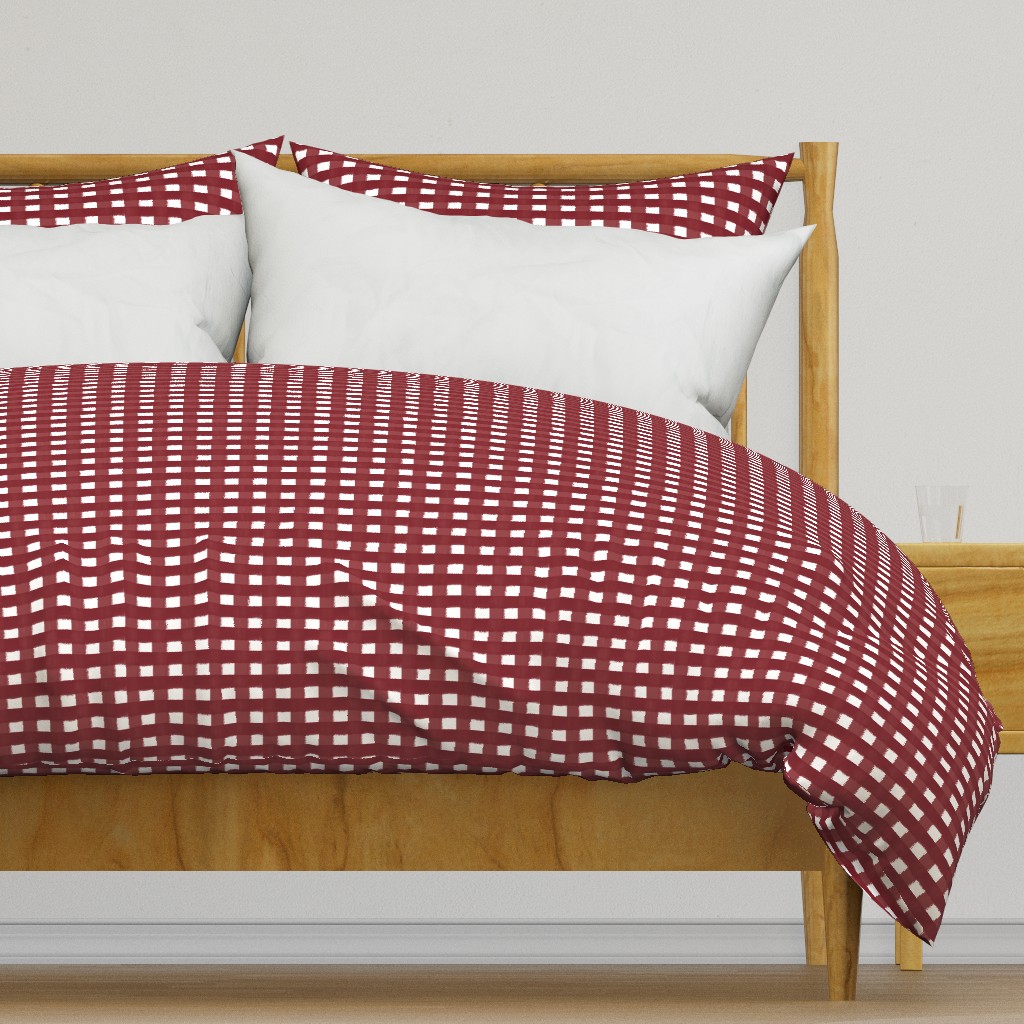 Painted dark red gingham