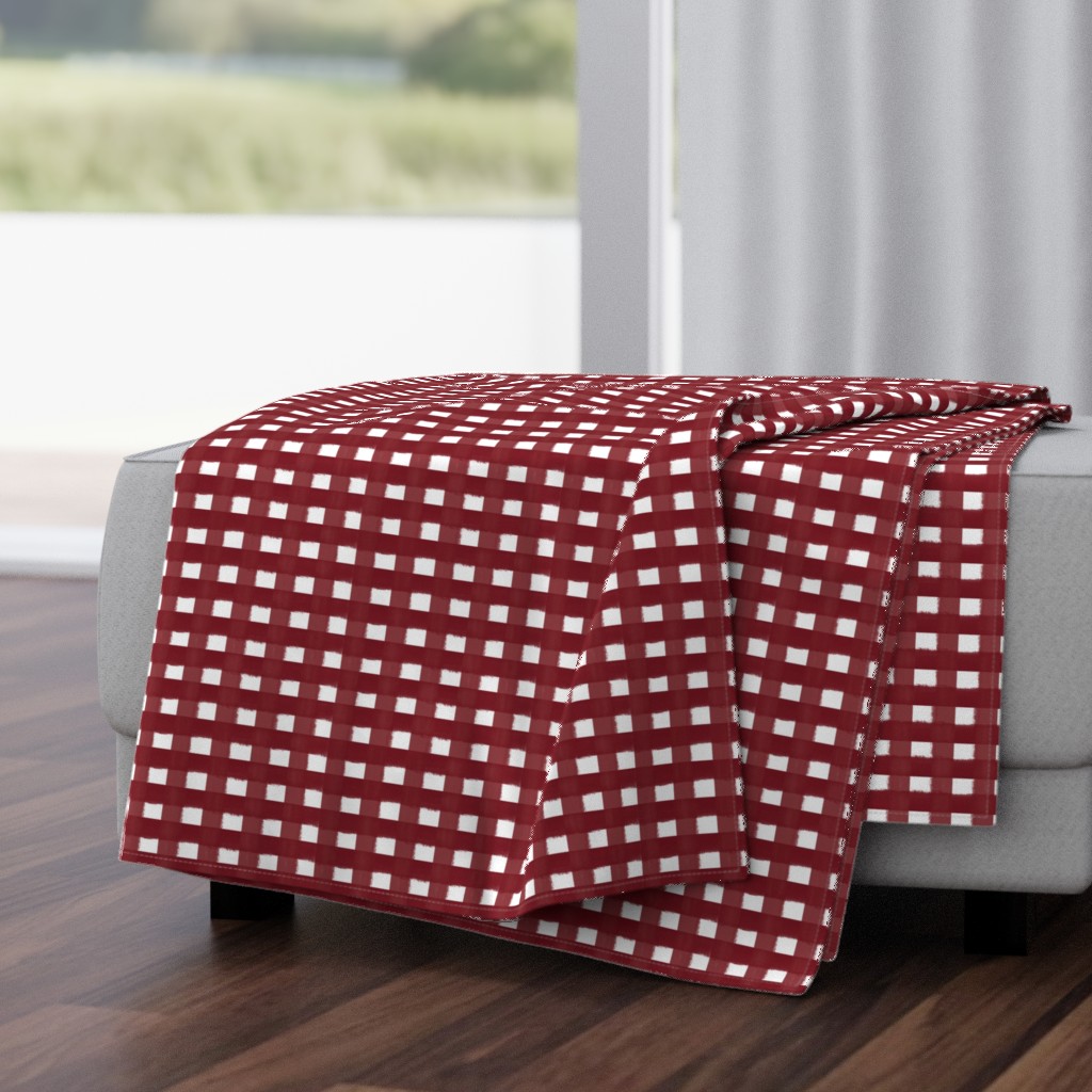 Painted dark red gingham