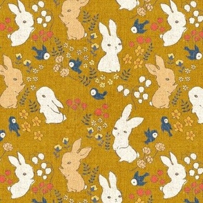 Vintage Bunnies {Gold Straw} - small