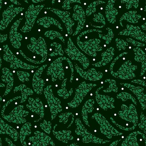 Christmas Damask Dark Green