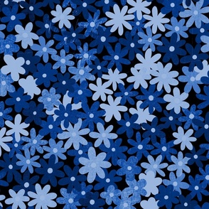 Simple Daisy Field - Cobalt blue - Large Scale