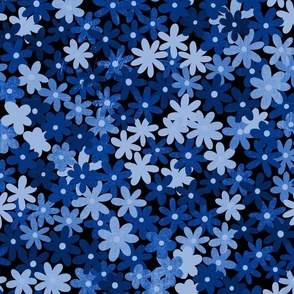 Simple Daisy Field - Cobalt blue - Medium Scale