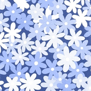 Simple Daisy Field - Cornflower Blue - Large Scale