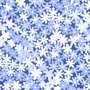 Simple Daisy Field - Cornflower Blue - Medium Scale