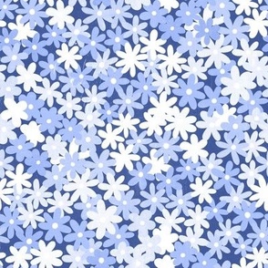Simple Daisy Field - Cornflower Blue - Small Scale