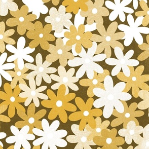 Simple Daisy Field - Gold Mustard - Large Scale