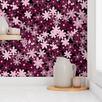 Simple Daisy Field - Plum Red - Large Scale