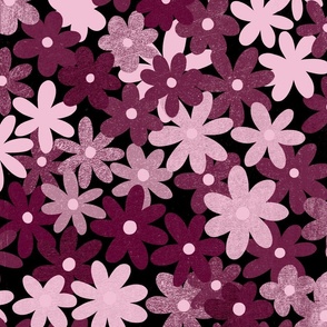 Simple Daisy Field - Plum Red - Large Scale