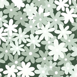 Simple Daisy Field - Sage - Large Scale