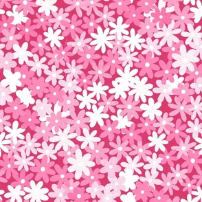 Simple Daisy Field - Pink - Medium Scale