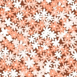 Simple Daisy Field - Salmon Pink - Small Scale