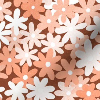 Simple Daisy Field - Salmon Pink - Medium Scale