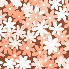 Simple Daisy Field - Salmon Pink - Large Scale