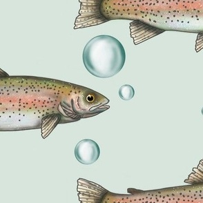 Oversize Rainbow Trout with Bubbles Blue