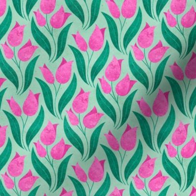 Hot Pink Tulips | Turquoise Background