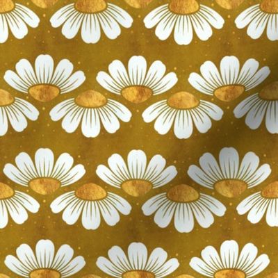 Daisy Stripe | Mustard Background