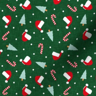 Christmas Holiday Toss - christmas tree, candy canes, Santa hat - dark green - C22