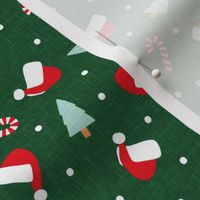 Christmas Holiday Toss - christmas tree, candy canes, Santa hat - dark green - C22
