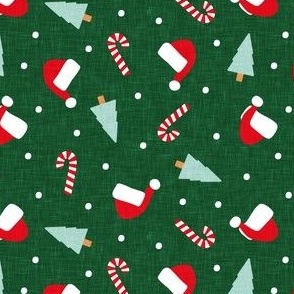 Christmas Holiday Toss - christmas tree, candy canes, Santa hat - dark green - C22