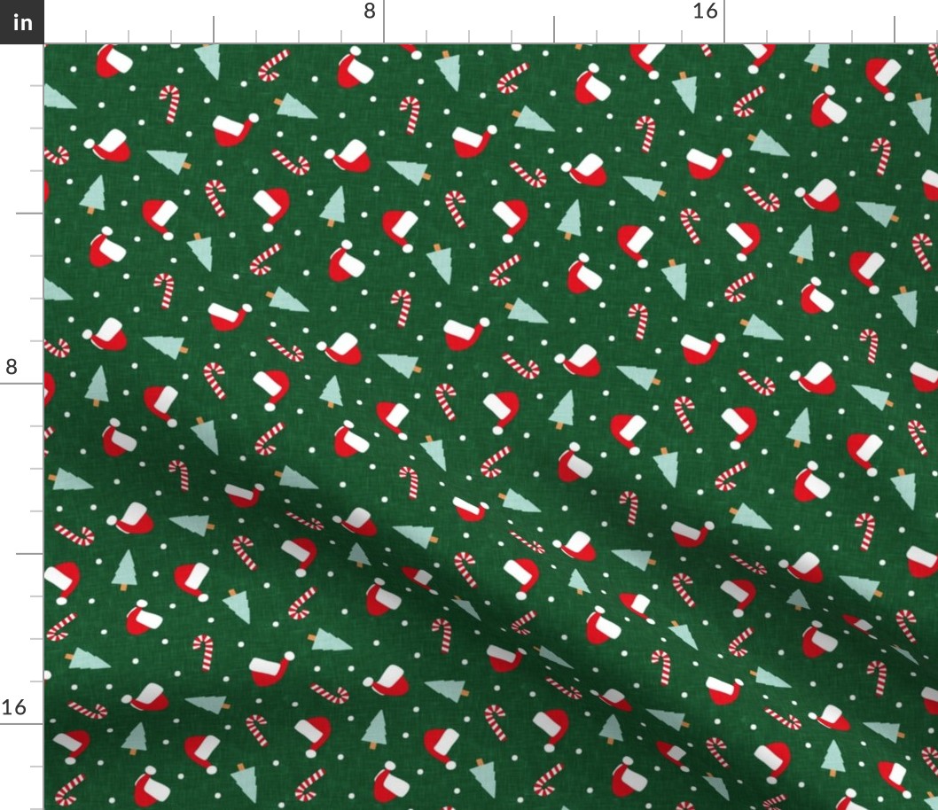 Christmas Holiday Toss - christmas tree, candy canes, Santa hat - dark green - C22