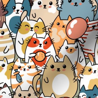 Cute Colourful Cats Party Time