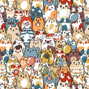 Cute Colourful Cats Party Time