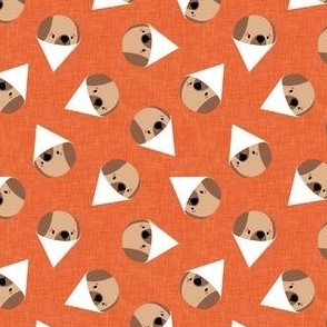 (small scale) Dog Ice Cream - Dog cone of shame - cute dog fabric - orange - LAD22