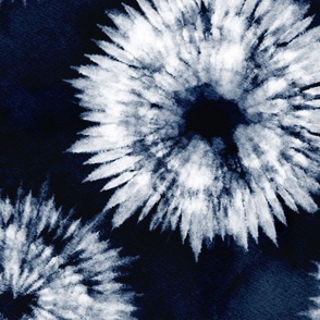 shibori - white circles on indigo blue - shibori textile pattern