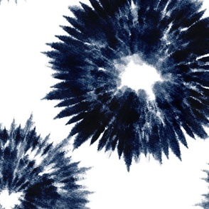 shibori - indigo blue circles on white - shibori textile pattern