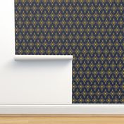 Royal ornament golden yellow damask on navy blue (small)