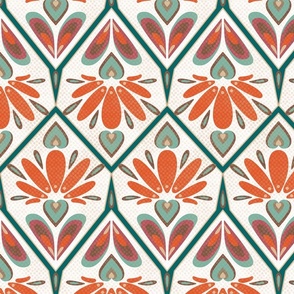 70s  retro flowers on green large scale