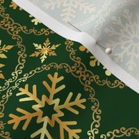 Green and gold snowflake pattern 