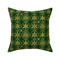 Green and gold snowflake pattern 