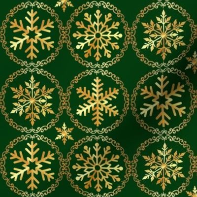 Green and gold snowflake pattern 