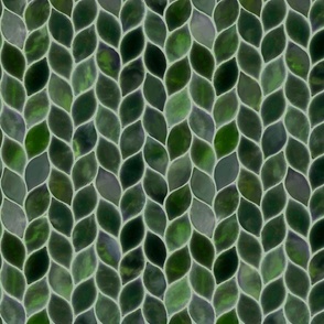Backsplash Leaves Wallpaper tiles peridot green and gray