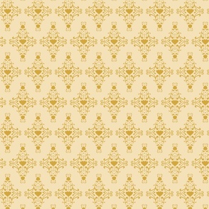 Royal ornament golden yellow damask on beige (small)